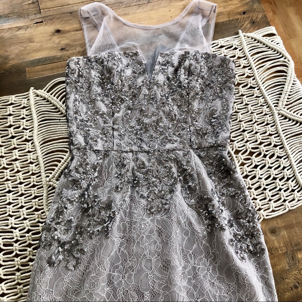 BCBG SEQUINED ABIGAIL DRESS SILVER 2
